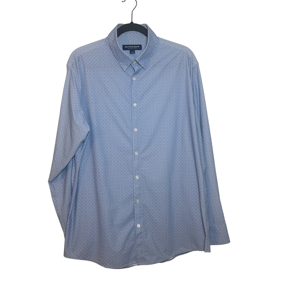 MIZZEN+MAIN Lightweight Leeward Classic Fit Blue Geometric‎ Button Down SZ L